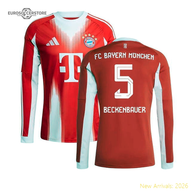 2025-2026 Bayern Munich Long Sleeve Home Shirt (Beckenbauer 5)-Football Jersey Hub