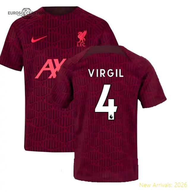 2022-2023 Liverpool Pre-Match Training Shirt (Red) - Kids (VIRGIL 4)-Football Jersey Hub
