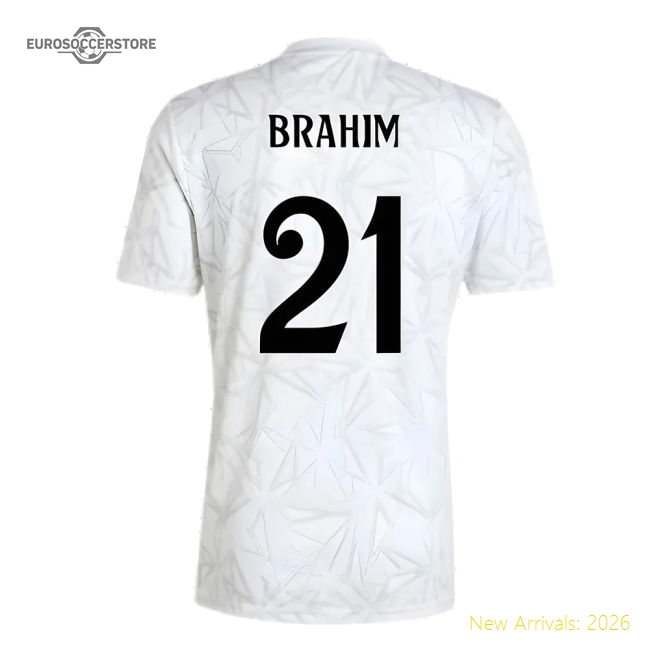 2024-2025 Real Madrid Pre-Match Shirt (White) (Brahim 21)-Football Jersey Hub