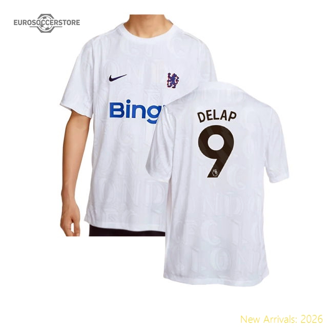 2025-2026 Chelsea Academy Pro Pre-Match Football Top (White) (Delap 9)-Football Jersey Hub