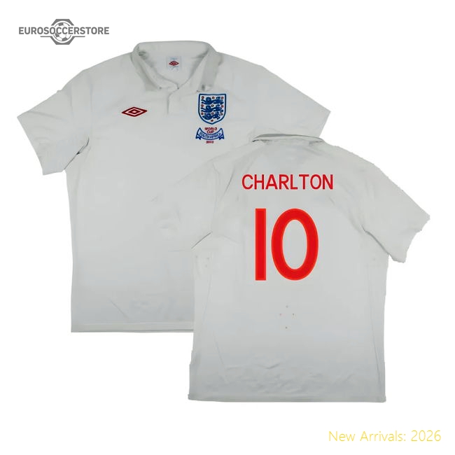 England 2009-10 World Cup Home shirt (XL) (Very Good) (Charlton 10)-Football Jersey Hub