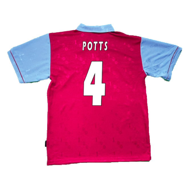 1995-1996 West Ham Centenary Pony Home Shirt (Potts 4)-Football Jersey Hub