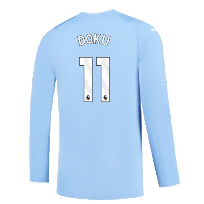 Manchester City 2023-2024 Puma Home Long Sleeved Shirt (S) (Good) (Doku 11)-Football Jersey Hub