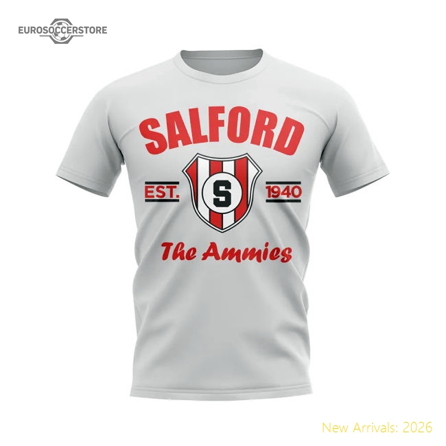 Salford City Established Football T-Shirt (White)-Football Jersey Hub