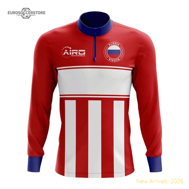 Russia Concept Football Half Zip Midlayer Top (Red-White)-Football Jersey Hub