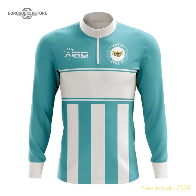 US Virgin Islands Concept Football Half Zip Midlayer Top (Sky Blue-White)-Football Jersey Hub