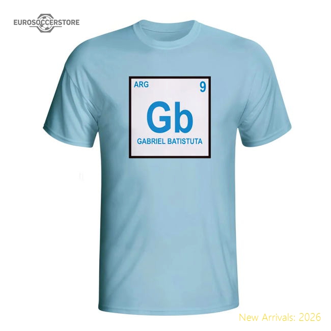 Gabriel Batistuta Argentina Periodic Table T-shirt (sky Blue) - Kids-Football Jersey Hub