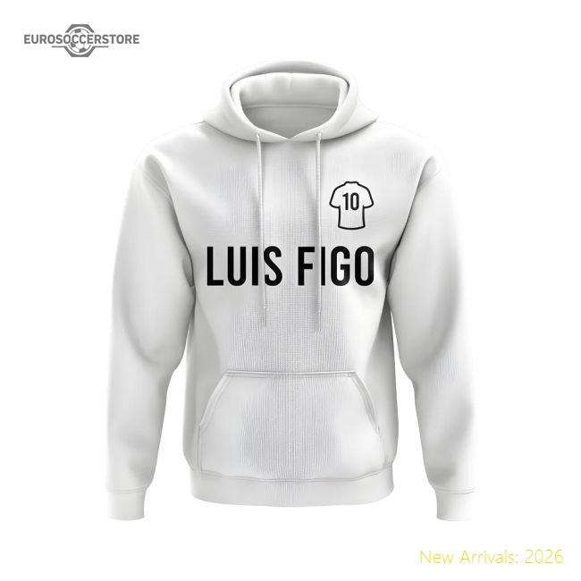 Luis Figo Real Madrid Number Hoody (White)-Football Jersey Hub