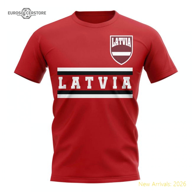 Latvia Core Football Country T-Shirt (Red)-Football Jersey Hub