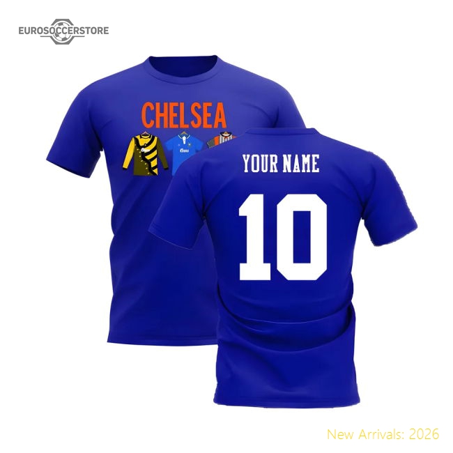 Chelsea 1995-1996 Retro Shirt T-shirts - Text (Blue) (Your Name)-Football Jersey Hub