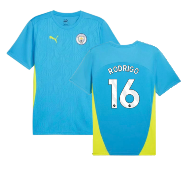2024-2025 Man City Training Shirt (Magic Blue) (Rodrigo 16)-Football Jersey Hub