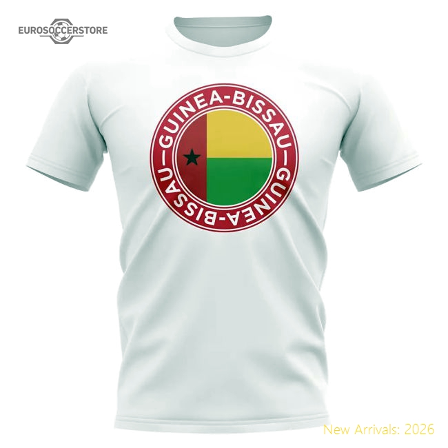 Guinea Bissau Football Badge T-Shirt (White)-Football Jersey Hub