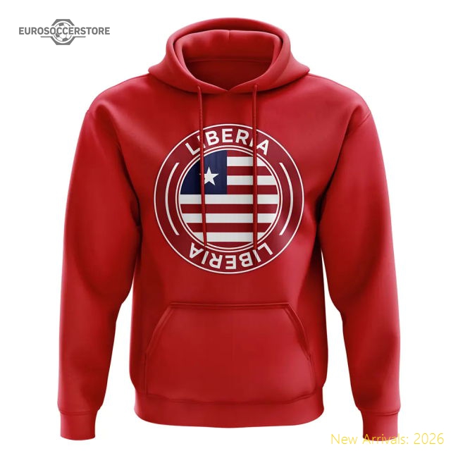 Liberia Football Badge Hoodie (Red)-Football Jersey Hub