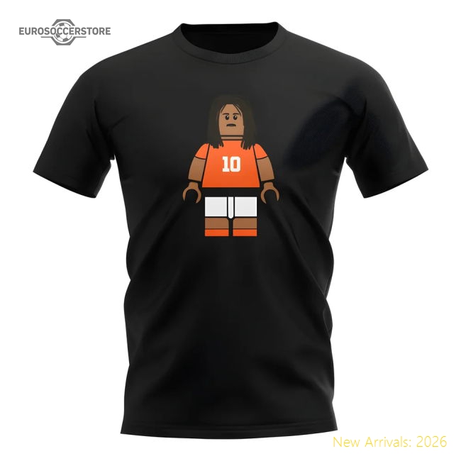 Ruud Gullit Holland Brick Footballer T-Shirt (Black)-Football Jersey Hub