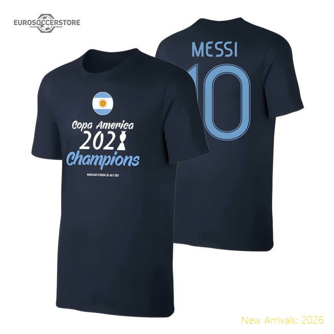 Argentina CA2021 WINNERS t-shirt MESSI, dark blue-Football Jersey Hub