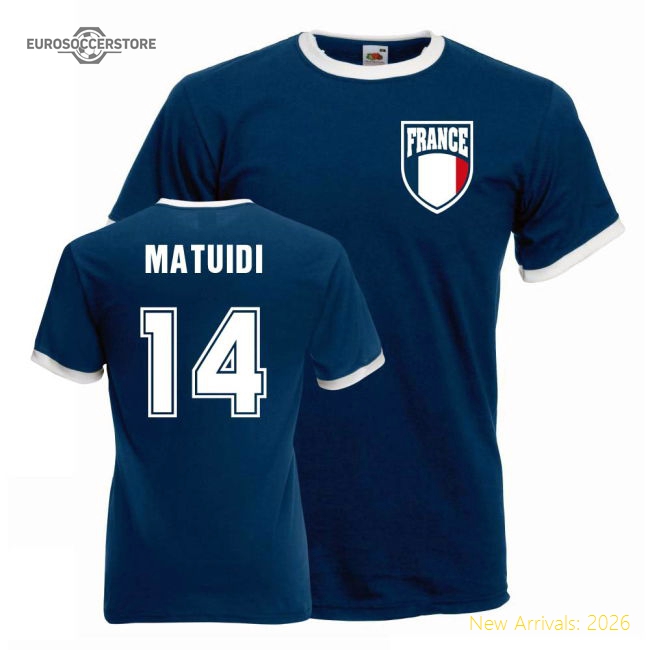 Blaise Matuidi France Ringer Tee (blue)-Football Jersey Hub