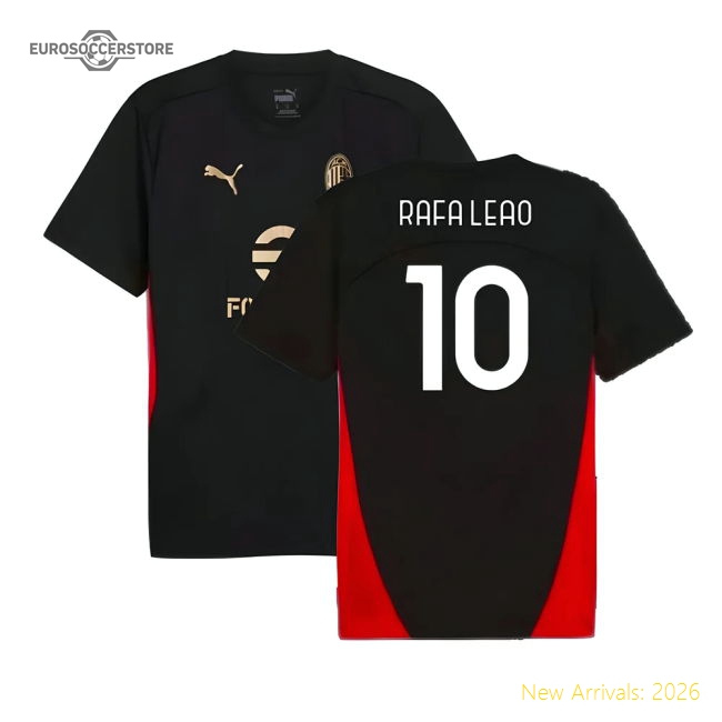 2024-2025 AC Milan Training Shirt (Black) (Rafa Leao 10)-Football Jersey Hub
