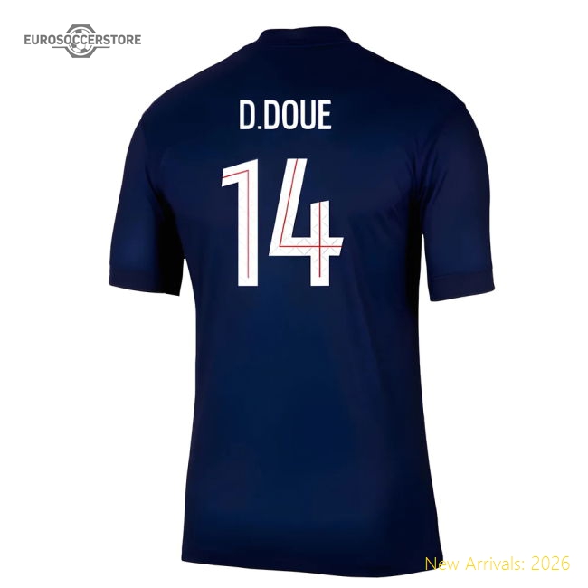 2025-2026 PSG Paris Saint Germain Home Shirt (D.Doue 14)-Football Jersey Hub