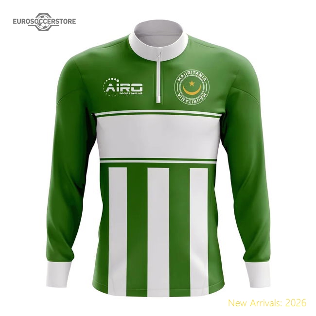 Mauritania Concept Football Half Zip Midlayer Top (Green-White)-Football Jersey Hub