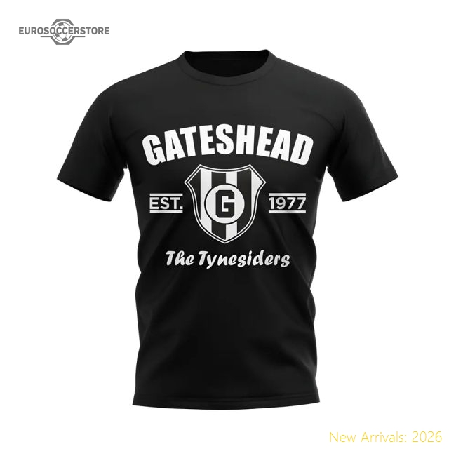 Gateshead Established Football T-Shirt (Black)-Football Jersey Hub