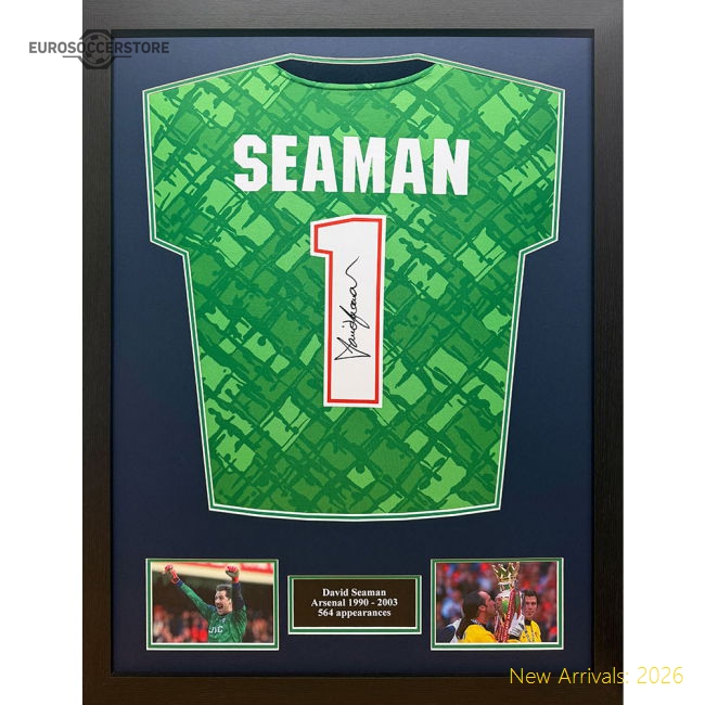 Arsenal FC Seaman Signed Shirt (Framed)-Football Jersey Hub