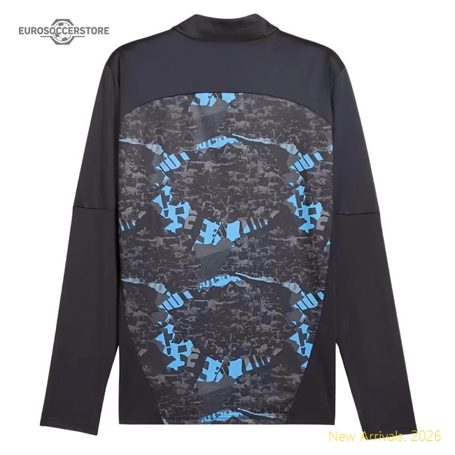 2024-2025 Man City Prematch 1/4 Zip Top (Strong Gray)-Football Jersey Hub