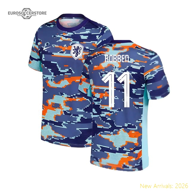 2024-2025 Netherlands Pre-Match Training Shirt (Blue) - Kids (Robben 11)-Football Jersey Hub