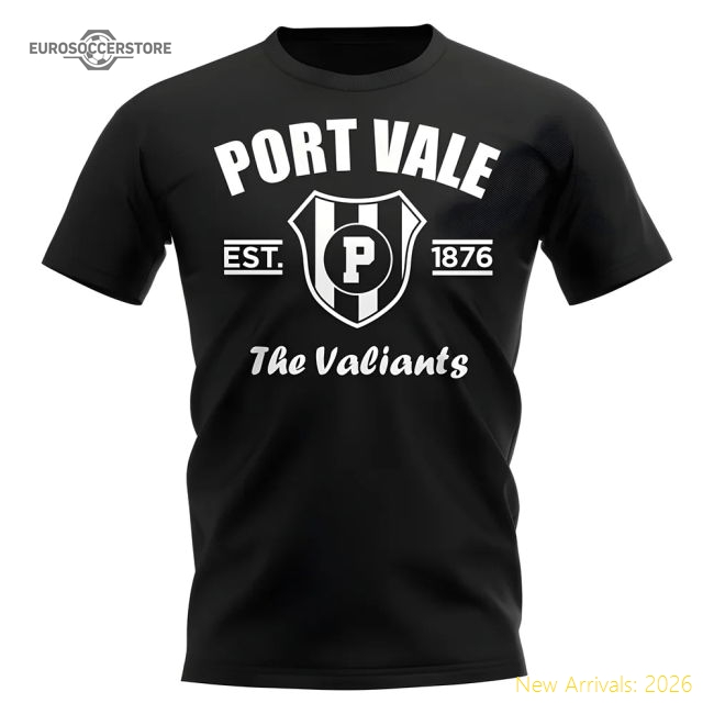Port Vale Established Football T-Shirt (Black)-Football Jersey Hub
