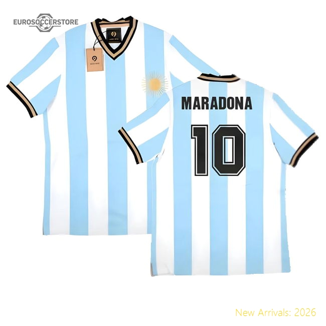 False Nein Argentina Home Vintage Shirt (MARADONA 10)-Football Jersey Hub
