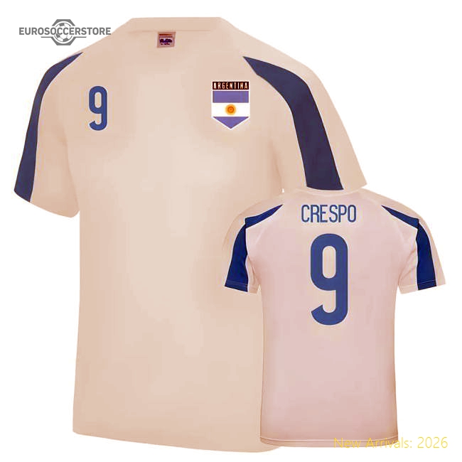 Argentina Sports Training Jersey (Crespo 9)-Football Jersey Hub