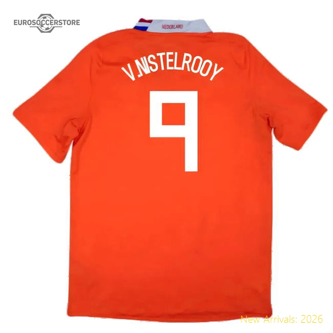 Holland 2008-10 Home Shirt ((Excellent) M) (V.Nistelrooy 9)-Football Jersey Hub