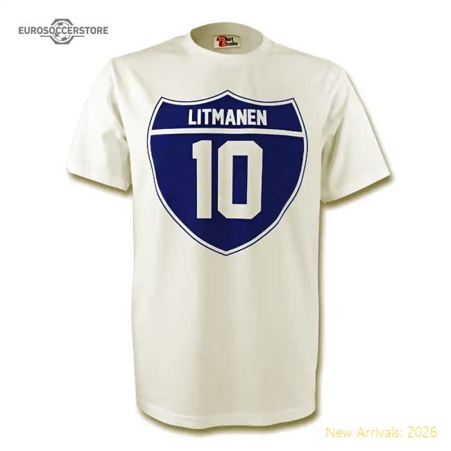 Jari Litmanen Finland Crest Tee (white) - Kids-Football Jersey Hub