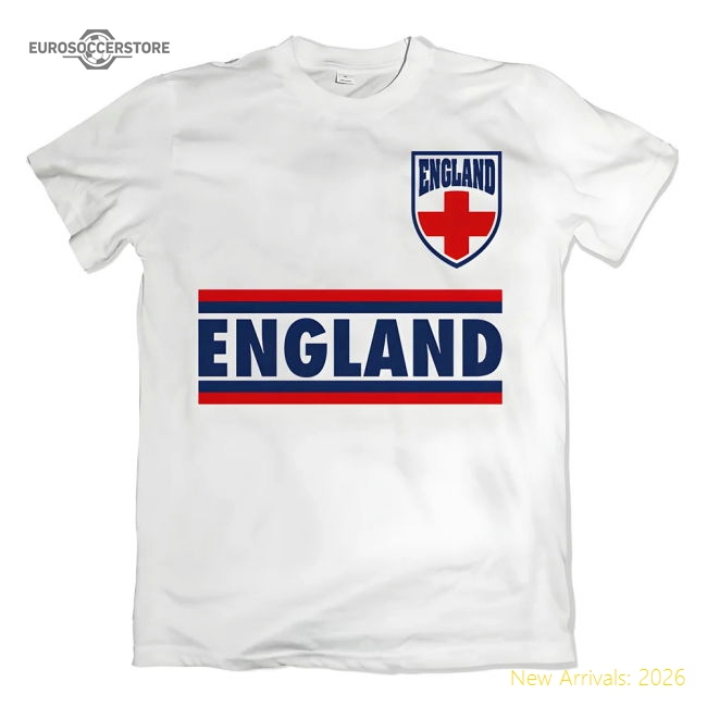 England Shield Logo T-Shirt (White)-Football Jersey Hub
