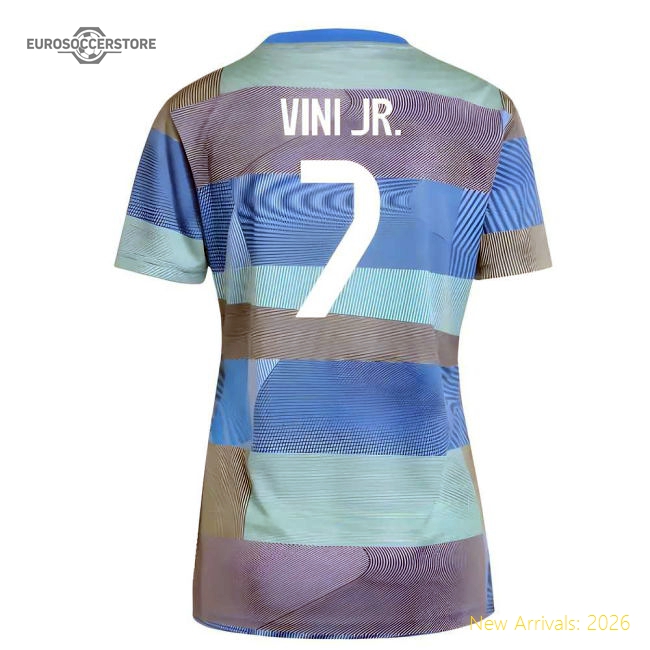 2025-2026 Real Madrid Pre-Match Shirt (Bluebird) - Womens (Vini Jr. 7)-Football Jersey Hub