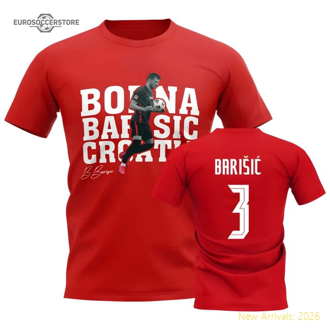 Borna Barisic Croatia Player Tee (Red)-Football Jersey Hub
