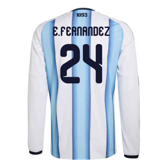 2026-2027 Argentina Long Sleeve Home Shirt (E.Fernandez 24)-Football Jersey Hub