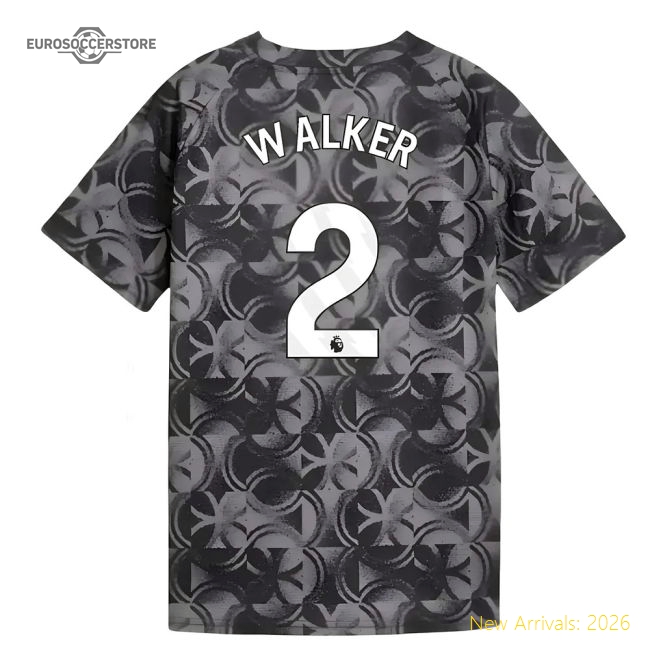 2025-2026 Man City Warm Up Jersey (Black) - Kids (Walker 2)-Football Jersey Hub