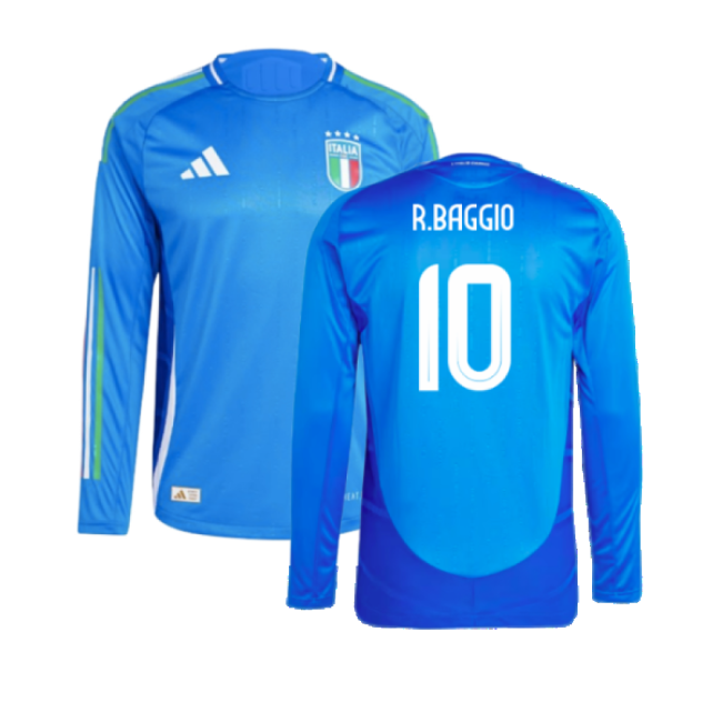 2024-2025 Italy Authentic Long Sleeve Home Shirt (R.BAGGIO 10)-Football Jersey Hub
