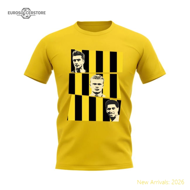 Reus Haaland Bellingham Borussia Dortmund Trio T-Shirt (Yellow)-Football Jersey Hub