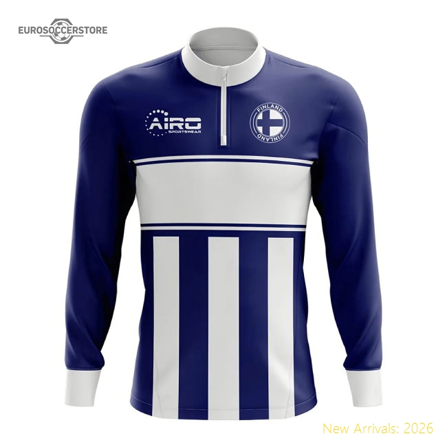 Finland Concept Football Half Zip Midlayer Top (Navy-White)-Football Jersey Hub
