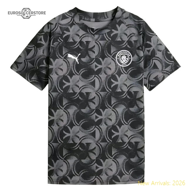 2025-2026 Man City Warm Up Jersey (Black) - Kids-Football Jersey Hub