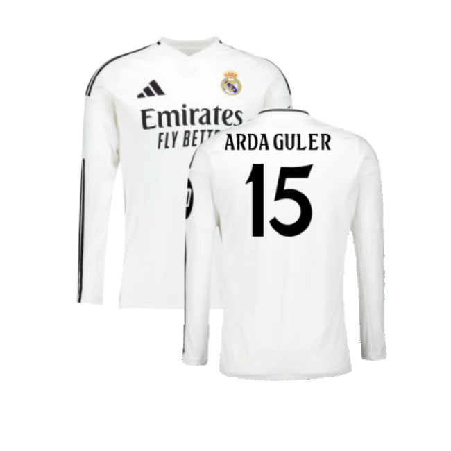 2024-2025 Real Madrid Long Sleeve Home Shirt (Arda Guler 15)-Football Jersey Hub