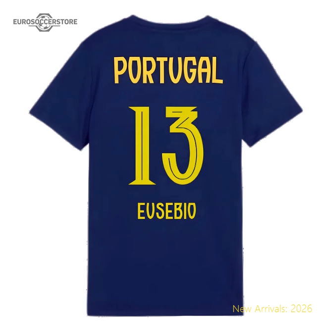2025-2026 Portugal Casuals Tee (Persian Blue) - Kids (Eusebio 13)-Football Jersey Hub