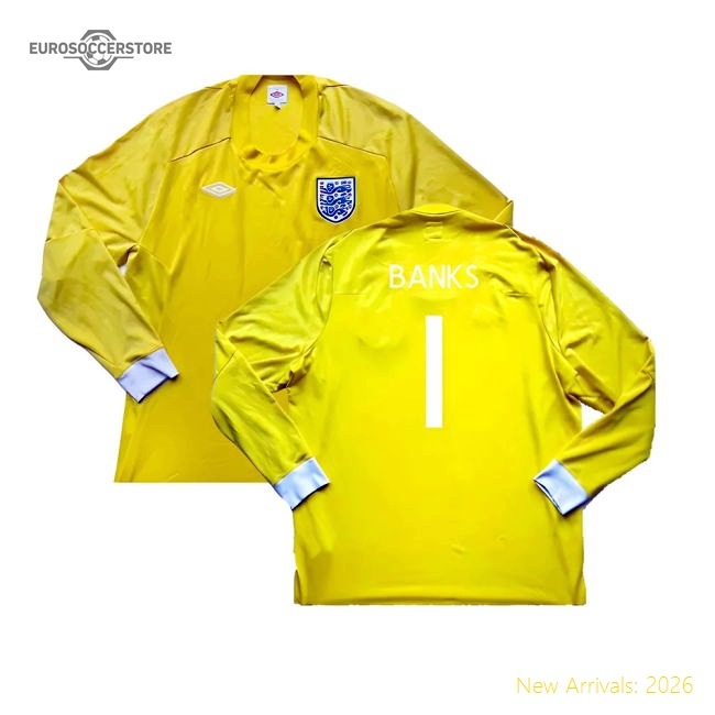 England 2010-11 Goalkeeper Away Shirt ((Good) XXL) (BANKS 1)-Football Jersey Hub
