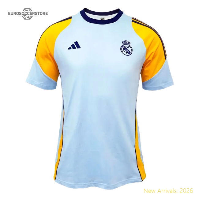 2024-2025 Real Madrid Training Tee (Glow Blue) (Mbappe 9)-Football Jersey Hub