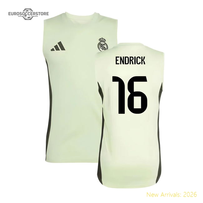 2025-2026 Real Madrid Sleeveless Training Jersey (Almost Lime) (Endrick 16)-Football Jersey Hub