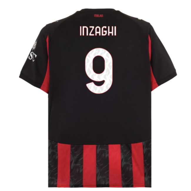2025-2026 AC Milan Home Shirt (Inzaghi 9)-Football Jersey Hub