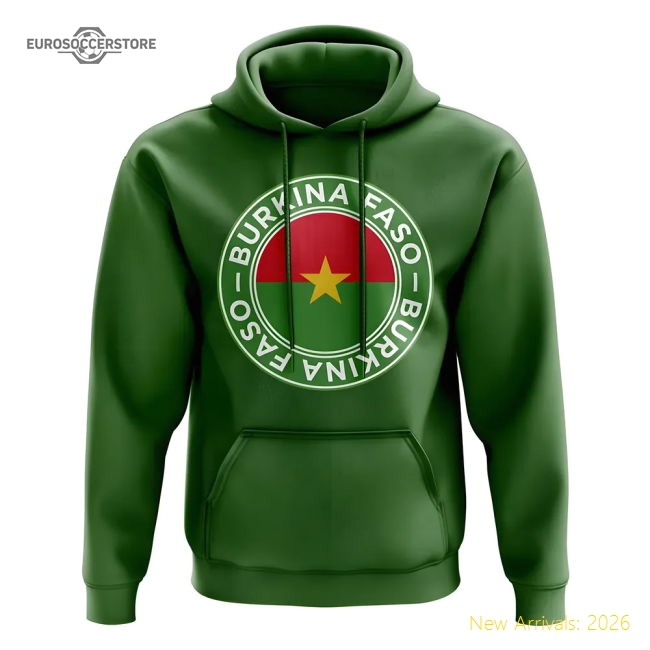 Burkina Faso Football Badge Hoodie (Green)-Football Jersey Hub