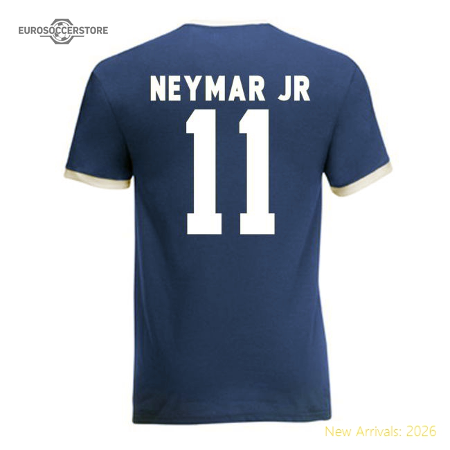 Neymar Brazil Ringer Tee (blue)-Football Jersey Hub
