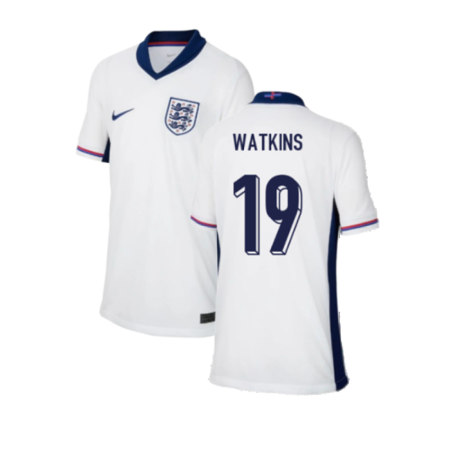2024-2025 England Home Shirt (Kids) (Watkins 19)-Football Jersey Hub